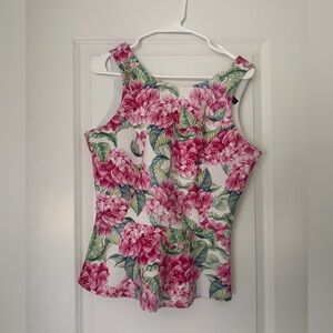 Boston Proper Pink and Green Floral Tank Top